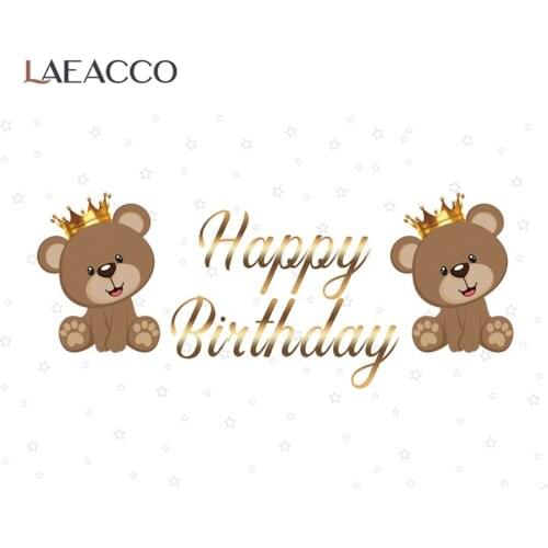 Laeacco Teddy Bear Gold Crown Star Family Shoot Photozone Portrait Photographic Background Photo Backdrop Photocall Photo Studio