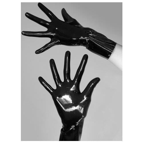 Unisex Latex Rubber Gloves Black /Skin color Moulded Short Latex Gloves unisex Black 3D Seamless Latex Fetish Gloves