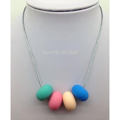 HOT!!! Silicone Teething Necklace - Chewable Nursing - Oval Bead - BPA FREE - Nursing Necklace - Breastfeeding Necklace