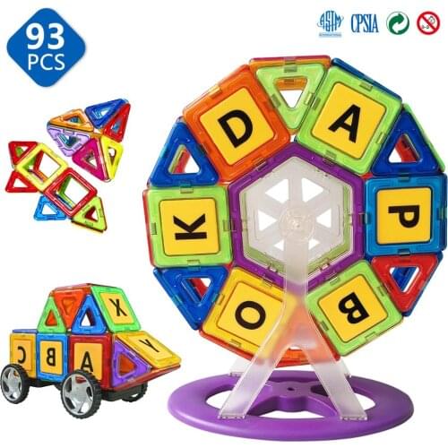 93PCS Magnetic Building Blocks Designer Construction Set Big Size Magnetic Tiles STEM Magnet Educational Toys for Boys&Girls
