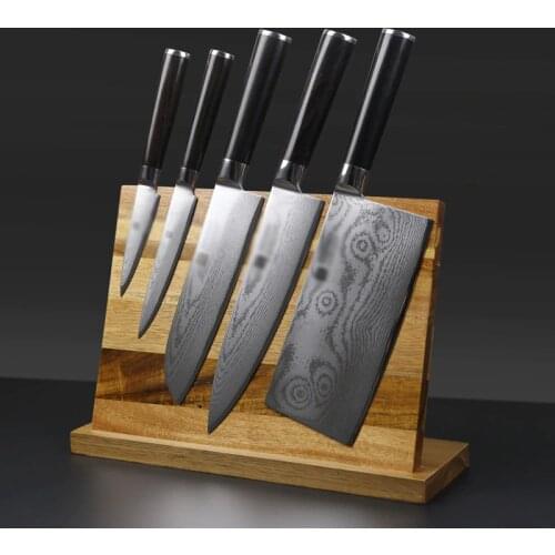 Solid Wood Powerful Magnetic Knife Holder Kitchen Chef Cooking Tools Knife Stand Multifunction Magnet Knife Rack Block Dining