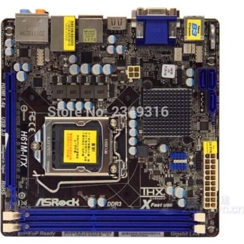 MINI-ITX ITX HTPC For ASRock H61M-ITX Desktop Board H61 Slot LGA1155 DDR3 Motherboard SATA2 USB2.0 Support I3 I5 I7