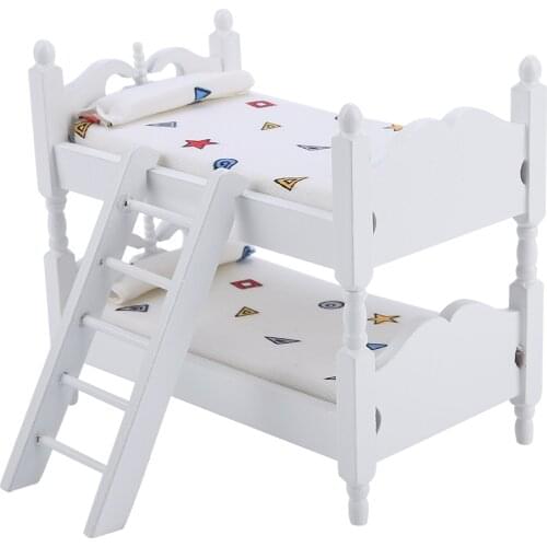 1:12 Doll House Mini Furniture Children Bedroom Model Bunk Bed Toys(Chromatic Geometry)