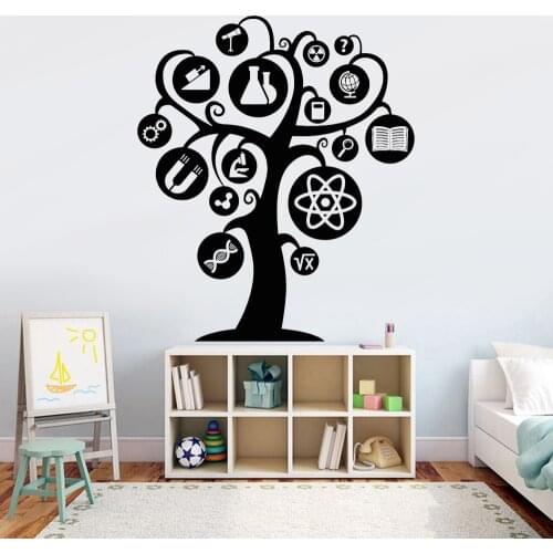 Scientific Tree Wall Stickers Nursery Children Room Art Decor Science Vinyl Wall Decal Home Decoration For Lab School Y946