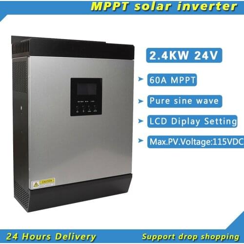 3000W 24V Hybrid Solar Inverter With MPPT 60A Controller Pure Sine Wave Computer Monitor PV 120-500vdc