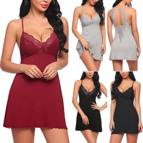 Hirigin Newest Ladies Sexy Lace Floral Comfort Sleeveless Nightdress Strap Sleepwear Dress Robe Nightie Gown 2021 Women Pajama