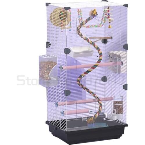 Home new parrot live bird cage breeding cage luxury villa large Xuanfeng tiger skin viewing transparent cage