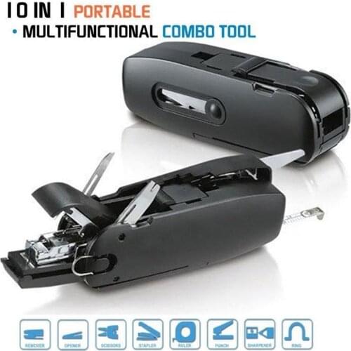2021 New Office Portable Tools Starting Order Punching Ruler Scissors Unboxing Tool Combination Ten In One Tool Combination