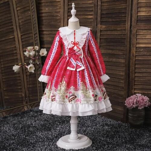 New Childrens dresses lolita flower floral kids clothes girls fancy dress robe 3-12 years Ball Gown