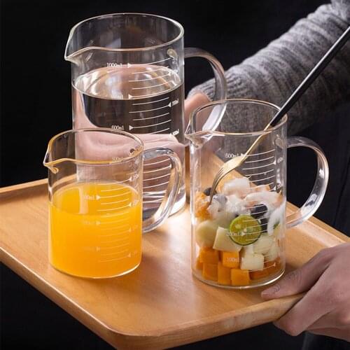 Food Grade Borosilicate Glass Measuring Cups Pot Kettle Kitchen Accessories Milk Milk Measuring Clear Glass Cup Cook Scale