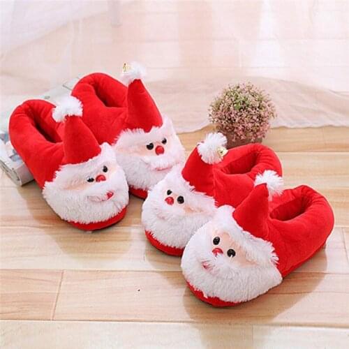 New Products Santa Claus Plush Slipper Christmas Cap Cartoon Old Man Modeling Cotton-padded Shoes Couples Home Warm Slipper U3