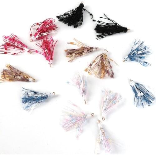 6pcs/lot 45mm Plated gold line lace Tassel Charms Mini Tassels For Keychain Cellphone Straps Earring Jewelry Accessories