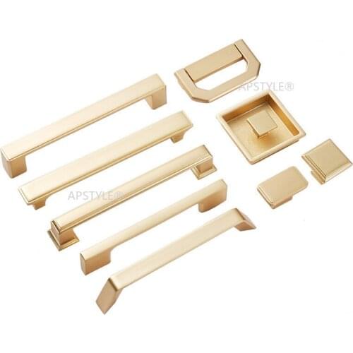 Cupboard Cabinet Handle Gold Zinc Alloy Modern Wardrobe Closet Knobs Kitchen Drawer Pulls Dooroom Hardware