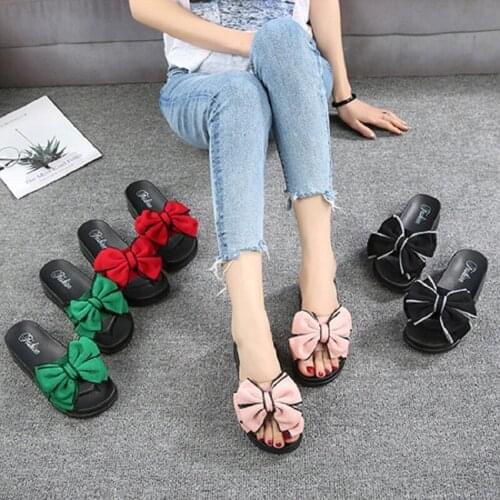 Slippers Teen Girls 2020 Summer New Bowknot Slippers Korean Children Wild Thick Sandals Non-slip Beach Shoes Fashion Slippets