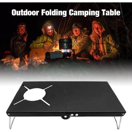 Outdoor Folding Table Stainless Steel Camp Stove Table Windproof Fire Tongs BBQ Stove Burning Table With Storage Bag