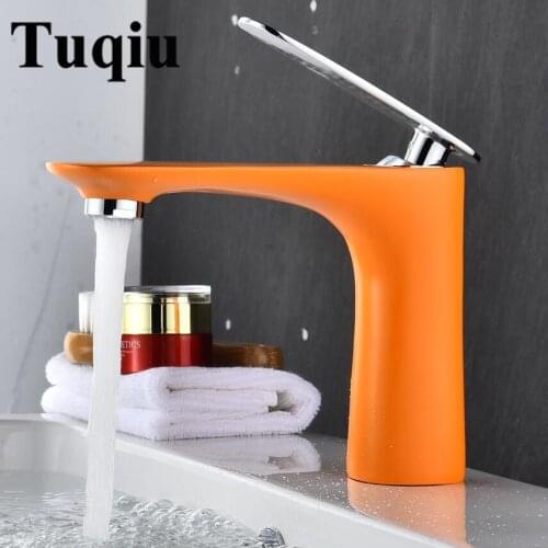 Basin Sink Faucet White/Chrome/Gold/Red/Orange/Black Finished Bathroom Single Lever Hot And Cold Sink Faucet Basin Tap Mixer