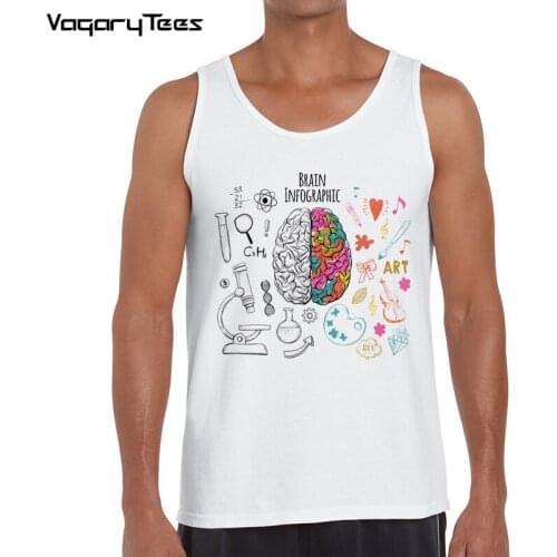 Geek Brain Tank top Science Chemistry Biology Art Geography Math Physics Cool Fashion Punk tops Casual Funny Style Vest