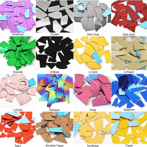 Upriver 25Pcs 18 Kinds Mixed Size Acrylic Mirror Irregular Sewing Wedding Dress Rhinestones For Clothing/Bags/Shoes/DIY Design