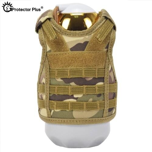 PROTECTOR PLUS Tactical Vest Layer Military Beer Bottle Set Mini Molle vest Hunting Bottle Drink set Adjustable Shoulder Straps