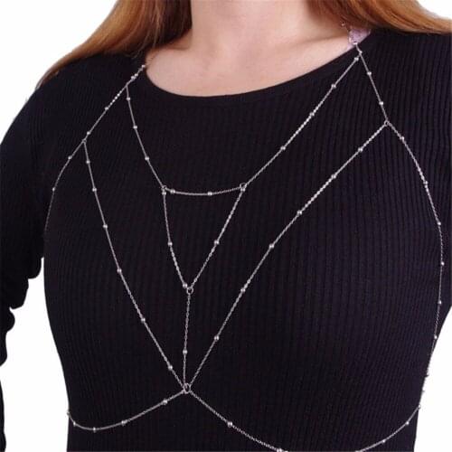 Collares Collier Bikini Body Chain Harness Bohemian Jewelry Sexy Breast Bra Maxi Necklace Women Body Accessories Bijoux Femme