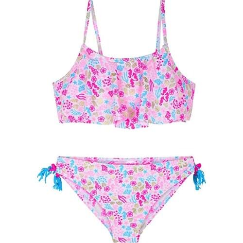 2019 Girls Swimsuit Two Piece Ruffle Hollow Style Childrens Swimwear 4-14 Years Girls Beachwear Bathing Suit Swimwear CZ991