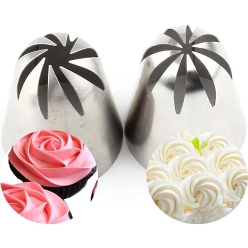 2 Pcs Tips Pastry Cream Steel Stainless Nozzle Icing Piping Set Decorating Cupcake Cakes Baking Tools