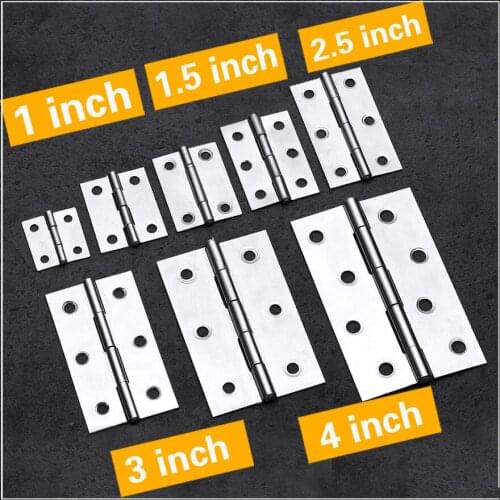 2Pcs Hinge Cabinet Doors Stainless Steel Flat 1 inch 1.5 inch 2inch 2.5 inch 3inch 4inch Windows Hinge Wooden Box Mini Hinge