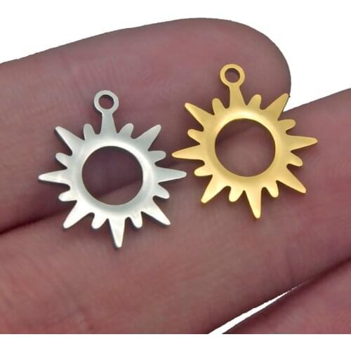 5pcs/lot Gold Plated Handmade Sun Flower Fireball Pendants DIY Charms Necklace Earrings Accessories Fashion Jewelry Making Gifts