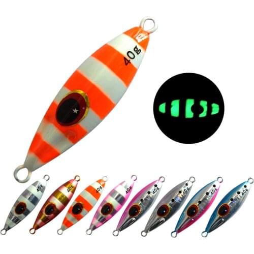 5PCS Zebra Glow Stripe Fishing Ocean Boat Jig Deep sea Jigging Jigbait Spoon Lure baits 30/40/60g