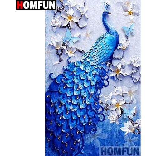 HOMFUN Full Square/Round Drill 5D DIY Diamond Painting "peacock" Embroidery Cross Stitch 5D Home Decor A07701
