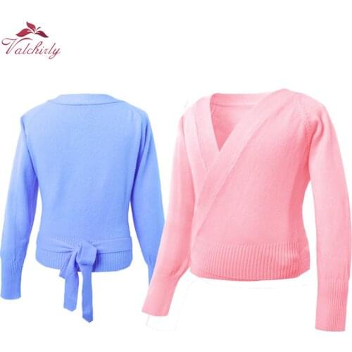 Girls Ballet Gymnastic Leotard Sweater High Quality Long Sleeves Dance Sweater Kids Dance Warm Wrap Ballet for Winter and Autumn