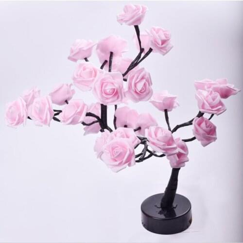 Fast Shipping Rose Tree Lamp Wholesale Rose Flower Bedroom Gift Night Table Lamp Decorative Lamp Nordic Style LED String Light