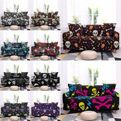 3D Skull Sofa Cover 1 2 3 4 Seater Slip Cover Sofa Couch Stretch Sofa Protector Dirt Resistant And Non-slip Couch Cover
