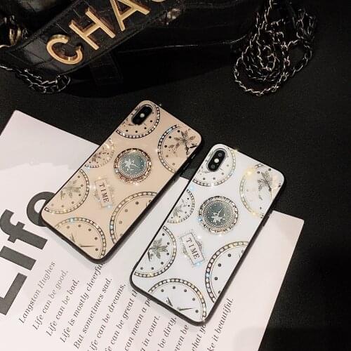 For iphone 11 Case Luxury Diamond clock With Ring Stand protective back cover case for iphone X 11Pro Xs Max Xr 10 8 7 6 6s Plus