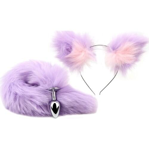 Sex Toys for Women Men Couples Soft Fox Tail Metal Butt Plug With Cat Ears Headbands Erotic Cosplay Smooth Touch Anal Plug Cute