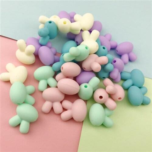 Baby Teether 50pcs Food Grade Materials Lovely Pastel Color Silicone Small Rabbit Teething Jewelry DIY Accessories