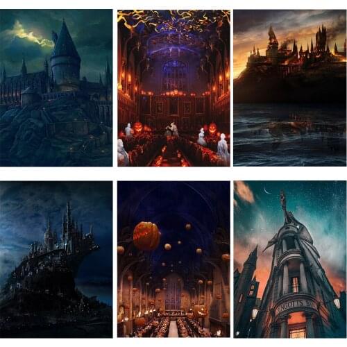 Halloween Castle Backdrop Photography Night Magic Shool Palace Pumpkin Lantern Dinner Leaving Feast Mural Photo Background Party