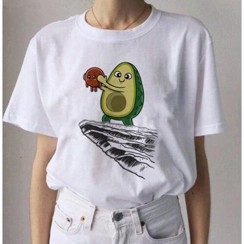 Avocado Harajuku Kawaii Cartoon T Shirt Women Ullzang Small Fresh T-shirt 90s Graphic Fashion Tshirt Korean Style Top Tee Female