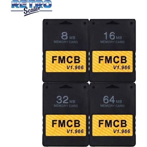 RetroScaler Classic Black Free McBoot v1.966 8MB/16MB/32MB/64MB Memory Card for PS2 Console