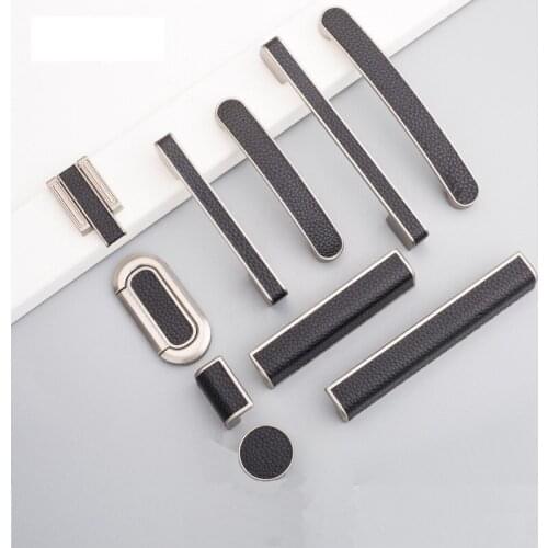 Cabinet Knobs New Wardrobe Door Cabinet Handle Modern Simple Drawer Cabinet Leather Handle Single-hole Leather Leather Pull Hand