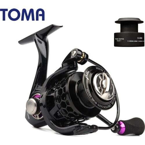 TOMA 2019 New Fishing Reel Carp Spinning Ultralight 10+1BB 1000-4000 Series Spinning Wheel with Spare Spool for Bass Fishing