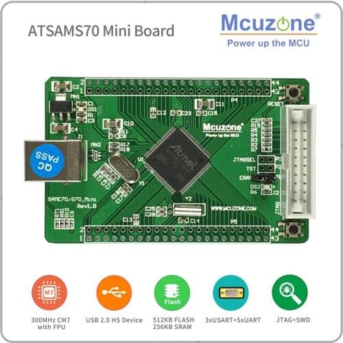 Sams70, ATSAMS70n19 Mini Board, 300MHz Cortex-M7, USB 2.0 Highspeed Device 512KB flash 256KB sram
