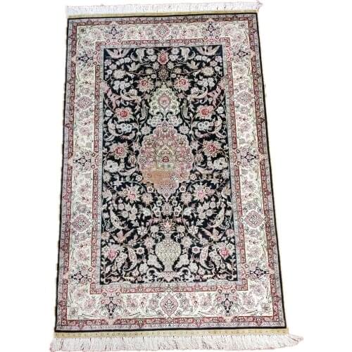 Seeykeep™ 3x5ft Rectangle Pure Silk Handknotted Unique Central Medallion Floral Rug-SK3036161