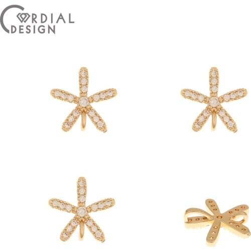 Cordial Design 50Pcs 13*13MM Jewelry Accessories/CZ Charms/Hand Made/Flower Shape/DIY Connectors/Jewelry Findings & Components
