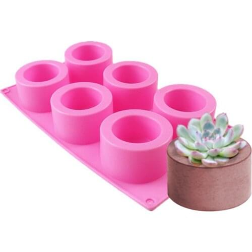6 Holes Silicone Concrete Molds Flower Pot Cement Mold Planter Succulent Plant Gypsum Flowerpot Holder Home Decor DIY Clay Mould