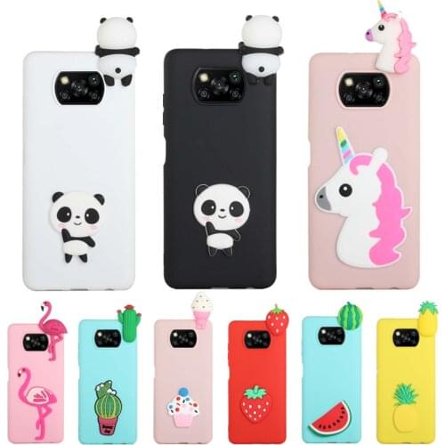 3D Unicorn Panda Cactus Cute Case for Funda Xiaomi Poco X3 Pro Soft TPU Back Cover For Capa Poco X 3 X3 NFC Case Women Child