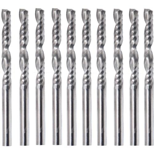 3.175 x 25mm 1/8'' Carbide Endmill Cutter Single Flute Spiral CNC Router Bits Pack of 10
