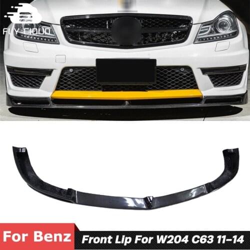V Style Carbon Fiber Material Front Bumper Lip Shovel Chin For Benz W204 C63 AMG Body Kit Tuning 2011-2014