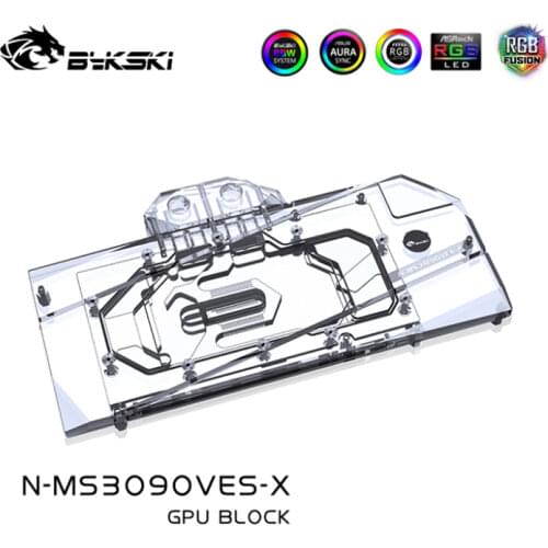 Bykski Water Block Use For MSI RTX3080 / 3090 VENTUS 3X OC GPU Card / Full Cover for VGA Copper Block Cooler / RGB A-RGB RURA