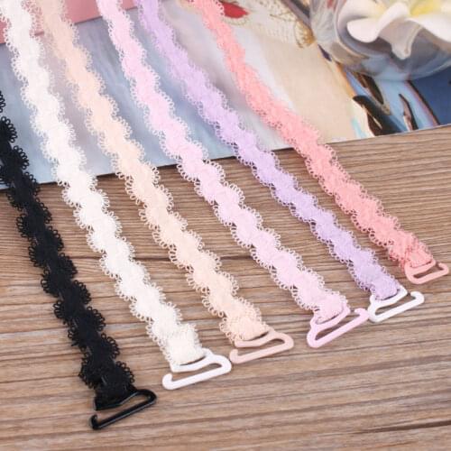 Women Colored Openwork Highly Stretchable Invisible Accessories Elastic Lace Bra Strap Back Shoulder Underwear Cross 1.3cm